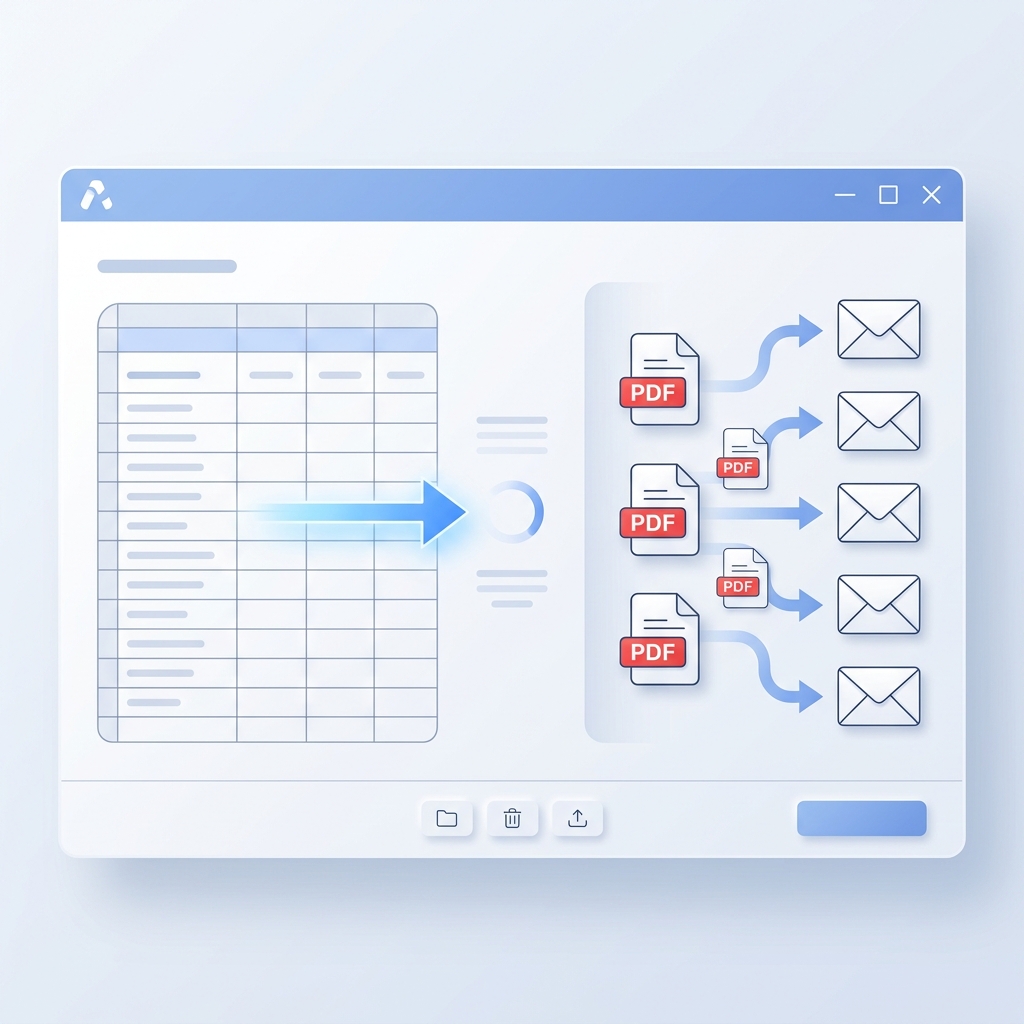 Excel spreadsheet being converted to individual PDF payslips and emailed to employees