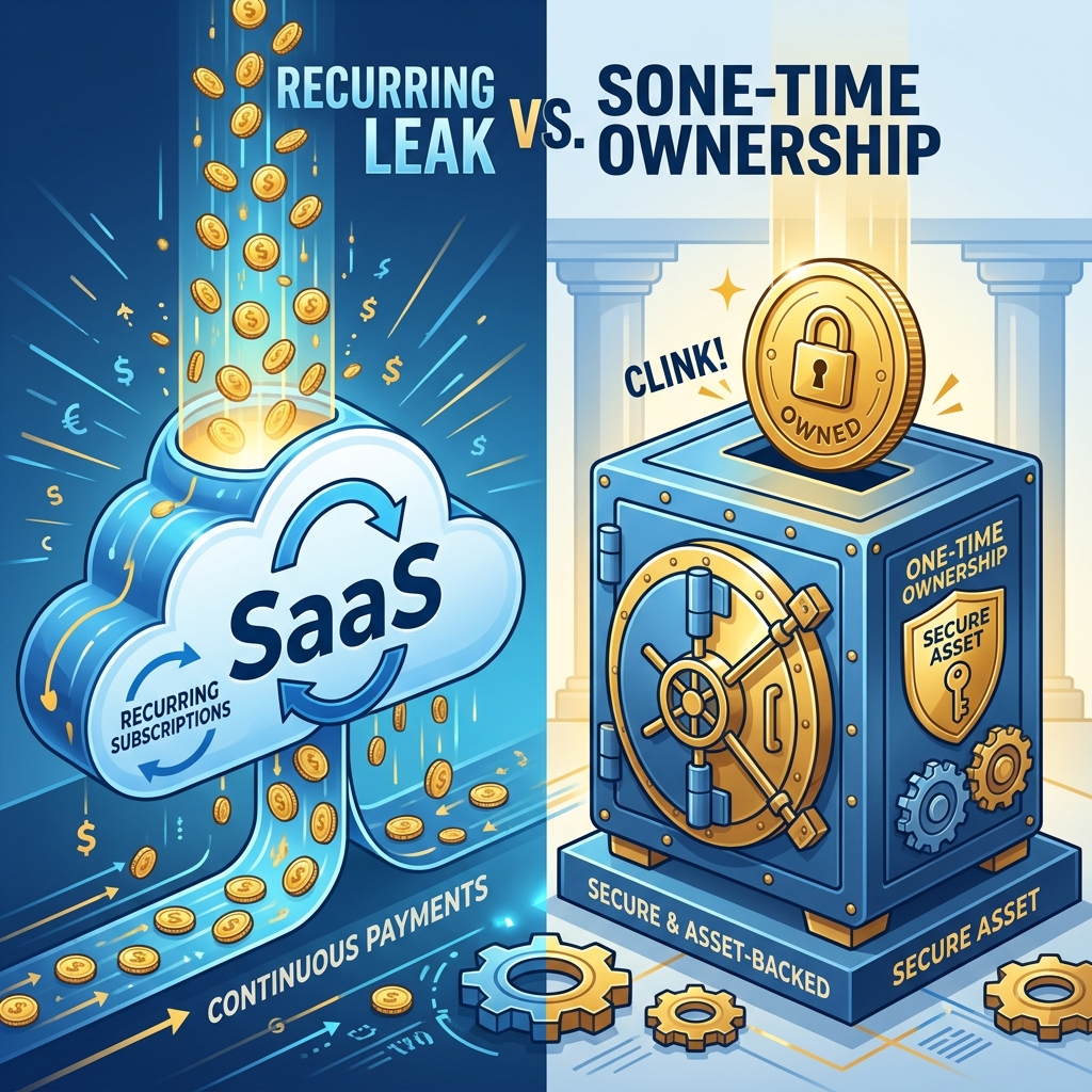 Comparing monthly SaaS subscription costs against a one-time purchase